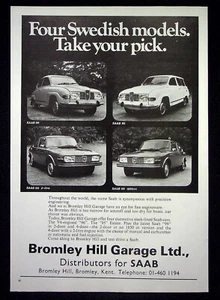 Vintage SAAB Advertisement Bromley Hill Garage 1972 Original Press Cutting F112 - Picture 1 of 1