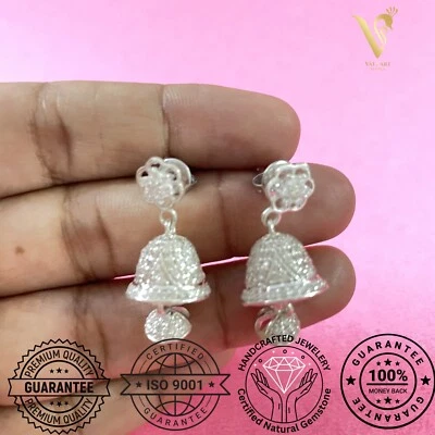 MINIMAL Mayur Jali Stunning Jhumka in 925 Silver with Silver PolisEthnic Looking - Image 1 of 4