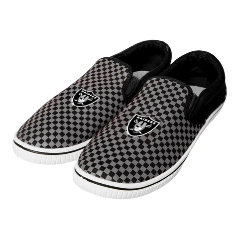 Oakland Raiders NFL Unisex Checkered Canvas Slide On Slipper, 6 Sizes Available Cover