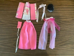 1/6 BJD Silk Rainbow Tussah 4 Piece Asian Outfit plus Wig & Hair Ornament Jewel - Picture 1 of 5