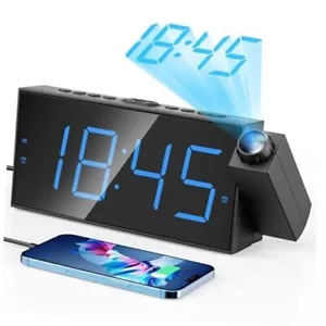 Digital Projection Alarm Clocks for Bedrooms - Large LED Display, 180° - Picture 1 of 7