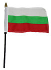 Bulgaria Country 4"x6" Flag Desk Set Table Wooden Stick Staff
