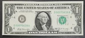 1969 B $1 FRB LOW SERIAL NUMBER NOTE IN CRISP UNCIRCULATED CONDITION - Picture 1 of 2