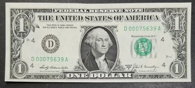 1969 B $1 FRB LOW SERIAL NUMBER NOTE IN CRISP UNCIRCULATED CONDITION - Image 1 of 2