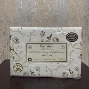 Flannel Floral Twin Sheet Set 100 % Cotton Luxury Weight Royal Heritage Collec - Picture 1 of 4