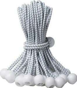 9" White Ball Bungee Cord Bungie Heavy Duty Tarp Tie Downs Straps Canopy Bungees - Picture 1 of 7