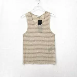 YVES SAINT LAURENT canotta a righe uomo maglia beige fine rayure maglia lurex NUOVA - Foto 1 di 16
