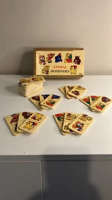 ANIMAL DOMINOES IN WOODEN BOX - Image 1 of 4