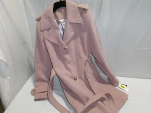 P1044 CALVIN KLEIN Bellini Tie Front Coat Rose Womens Size Medium - Picture 1 of 8