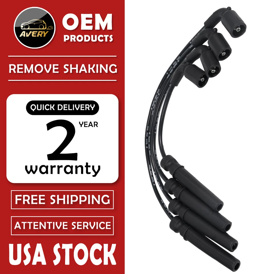 4x Spark Plug Wire Set for Chevrolet Aveo 2004-2008 Aveo5 Pontiac Daewoo L4 1.6L Foto 1 de 4