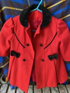 Vtg FREEWAY FASHIONS Red Wool 4T Coat - Picture 1 of 3