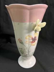 LENOX Butterfly Meadow 9” Vase Louise Le Luyer Butterflies Pink Beige Floral - Picture 1 of 7
