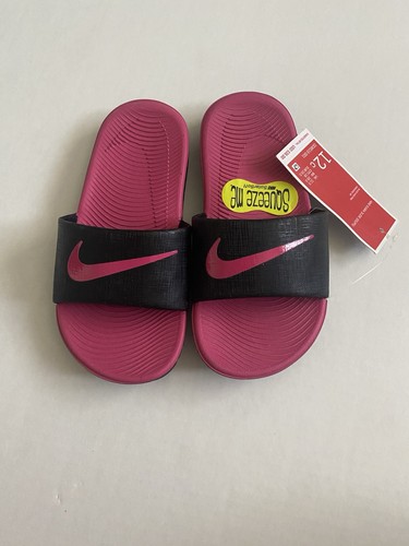 Sandali Nike Little KidKawa Slide neri vivividi PInk taglia 12c nuovi