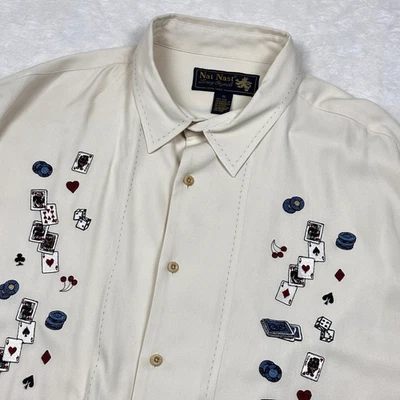 Nat Nast All In Silk Shirt Mens XL Limited Edition #142 Embroidered Poker Vegas - Image 1 of 4