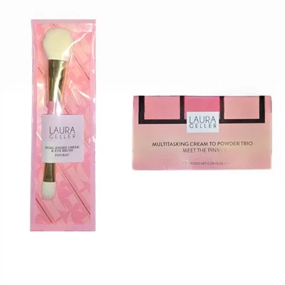 Laura Geller Dual-Ended Brush & "Meet the Pinks" Cream to Powder Trio NEW - Image 1 of 4