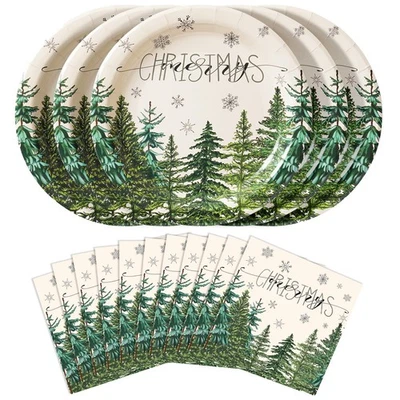 Platos y servilletas de papel de Navidad desechables para suministros de fiesta de Navidad Foto 1 de 4