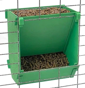Green USA Made 6-Inch Cage Hanging Rabbit Feeder with ID Tag for Rabbit Pellets - Picture 1 of 8
