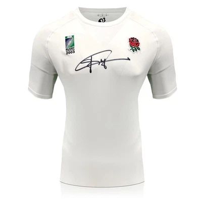 Camiseta deportiva de rugby firmada por Jonny Wilkinson de campeones conmemorativos '03 Inglaterra Foto 1 de 4