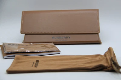 NUEVO BURBERRY AUTÉNTICO ANTEOJOS GAFAS DE SOL MARRÓN CUERO ESTUCHE SUAVE CONJUNTO DE TELA Foto 1 de 4