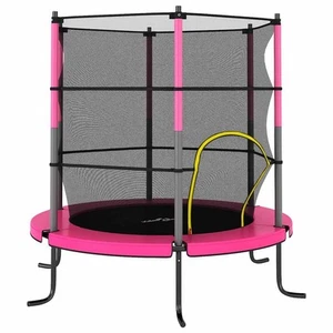 Cama Elástica con Red de Seguridad Redonda 140 x 160 cm Azul/Rosa vidaXL - Imagen 1 de 12