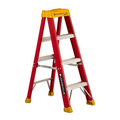 Louisville Step Ladder 4 ft. Fiberglass w/ 300 lbs. Load Capacity Aluminum Rung - Image 1 of 4