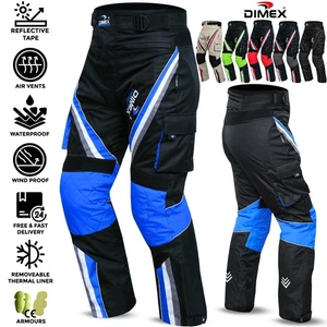 NEW Motorbike Motorcycle Cordura Textile Trousers Waterproof Pants CE Armours - Picture 1 of 9