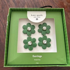 Kate Spade for Target Floral Linear Earrings - Green NEW! - Picture 1 of 4