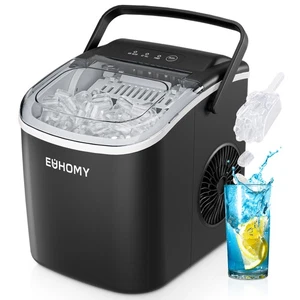 EUHOMY Countertop Ice Maker Machine with Handle, 26.4lbs Day, 9 Ice Cubes 6 Mins - Picture 1 of 8