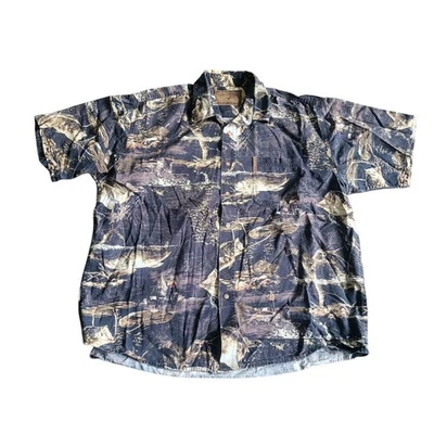 Camisa North River Para Hombre Talla L Negra Temática Peces Informal Abotonada Manga Corta Foto 1 de 4