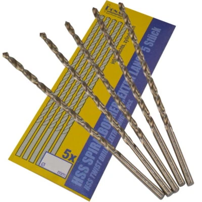 5 Stück HSS Bohrer -Spiralbohrer 100 mm extra lang, 0,5mm bis 3,0mm, DIN 338 - Bild 1 von 2