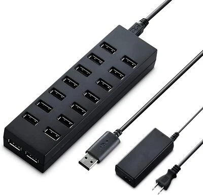 1.5m with Elecom USB hub 2.0 16 port AC adapter black U2H-Z16SBK JAPAN  - Image 1 of 4