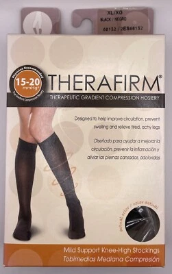 THERAFIRM KNEE HIGH COMPRESSION STOCKINGS,  15-20 mmHg, BLACK, XL - Image 1 of 2