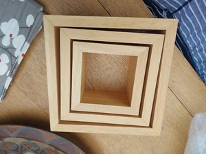 Different Sizes Square Floating Box Shelves Sturdy Wood Pack Of 3 - Picture 1 of 3