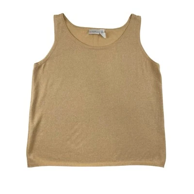 NWOT Elisabeth Liz Claiborne Blouse Womens 3X Gold Metallic Knit Sleeveless - Image 1 of 4