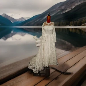 Vintage Bridal Originals Lace Long Sleeve Traditional Wedding Gown Small - Picture 1 of 8