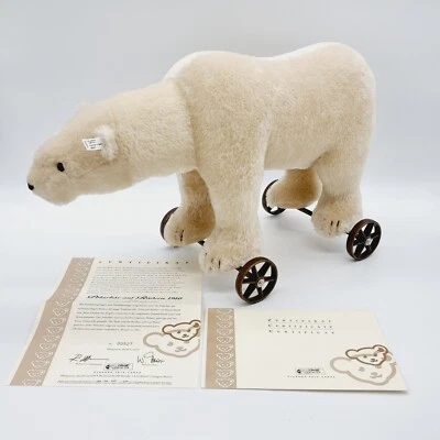Steiff Polarbär auf Rädern 400544 limitiert 1000 aus 2006 43cm Mohair - Bild 1 von 4
