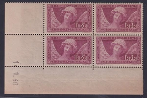 Francia, Scott B34 (Yvert 256), bloque de fechas de monedas MNH, con certificado Roumet - Imagen 1 de 2