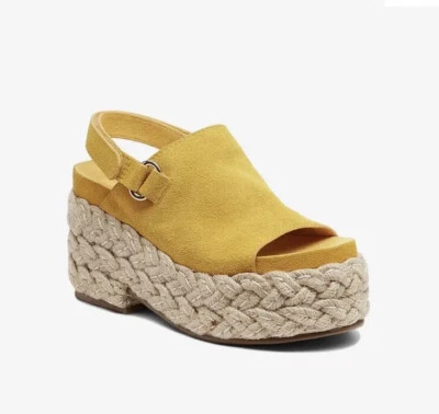 Sandálias plataforma Kelsi Dagger camurça amarela, tamanho 8, novas! - Imagem 1 de 4