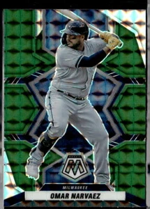 2022 Panini Mosaic #108 Omar Narvaez Green Mosaic Prizm Milwaukee Brewers - Picture 1 of 2