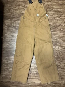 Carhartt Outerwear Big Boys Lined Bib Overalls Size 10 Brown Tan - Picture 1 of 6