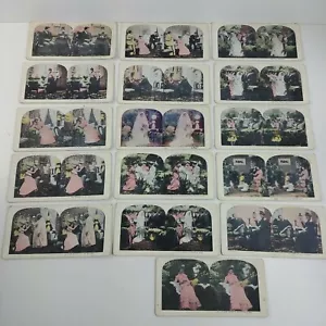 16 tarjetas estereoscópicas campanas de boda vista estereográfica amante tímido cortejo amor - Imagen 1 de 11