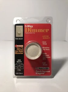 Pass + Seymour 3 Way Electric Dimmer Almond 143-734-3 NIB, never opened Sealed - Picture 1 of 4