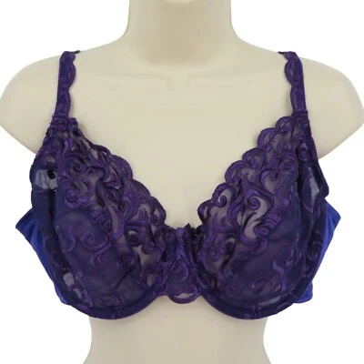 Sutiã Cabernet 38D 42-1150 roxo bordado pergaminho malha sem forro - Imagem 1 de 4