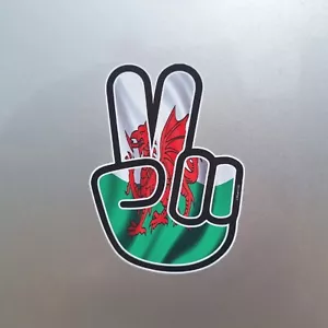 Wales walisischer Drache Flagge Frieden Hand Vinyl Aufkleber für Autohelm Laptop 120x89mm - Bild 1 von 1