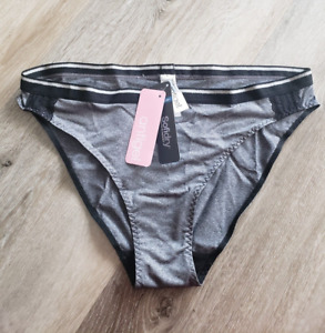Antigel by Lise Charmel size Large striped shimmer silver black bikini panties