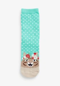 BNWOT Next Cat Flower Crown Ankle Socks Acqa Spotted Cotton Adult Size 4 - 7 - Picture 1 of 4