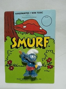 Vintage Smurf Hand painted 1982 USA Schleich Sauna Smurf Wash Up Bath Time pvc - Picture 1 of 5