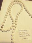 modern estate white plastic plain round string beaded goldtone 36"necklace