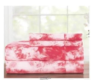 Watercolor Sheet Set Ocean Rose Pink King Polyester Microfiber Machine Washable - Picture 1 of 2