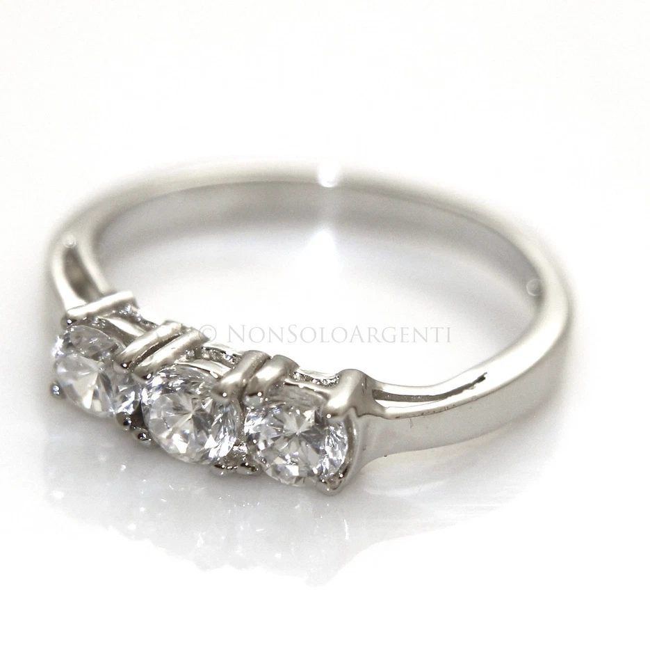 ANELLO TRILOGY FEDINA DONNA ARGENTO 925 eff. oro bianco 3 ZIRCONI BIANCHI 4 mm - Immagine 1 di 1